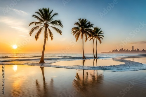 sunset on the beach © Awais05