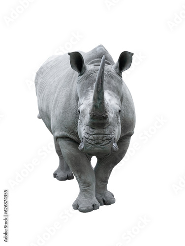 white rhino isolated on white background