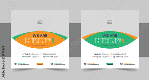 Creative we are hiring job vacancy social media post or Social Media Banner design template, We are hiring job vacancy square web banner layout