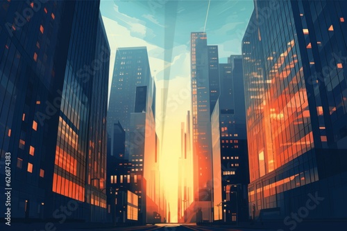 Business buildings  skyscrappers vector. Beautiful illustration picture. Generative AI