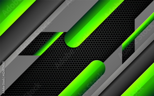 Futuristic Black and Green Gaming Banner, Abstract Backdrop Background for Gamers and Streamers