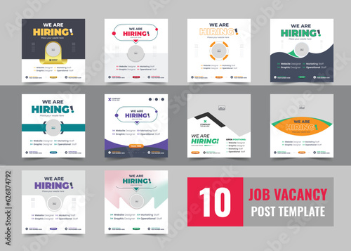 We are hiring job position square banner or social media post, Vacancy banner design bundle, We are hiring banner, poster, background template