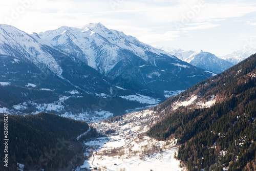 Snowy mountain during the day in winter. Swiss alps