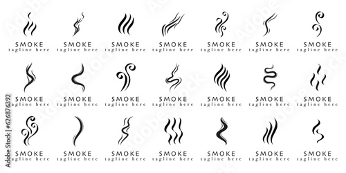 Smoke, steam, cloud logo collection. Set of smoke logo in a flat design photo