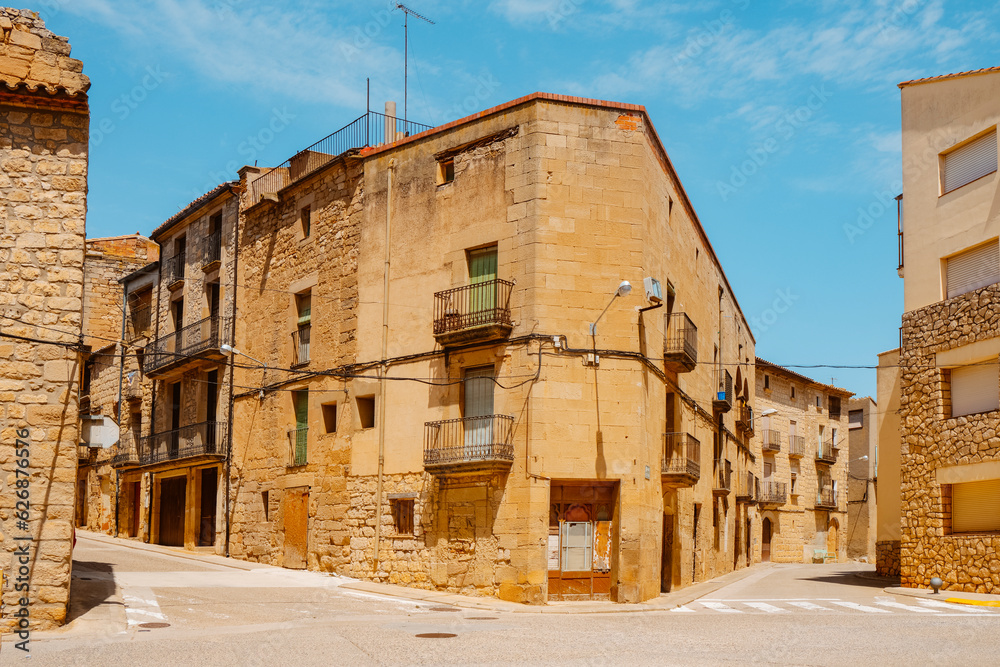 old houses in the old town of Maials, Spain