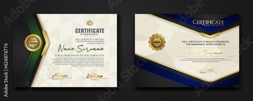 New design two set luxury certificate template with shadow effect on overlap layers and cream color on pattern background