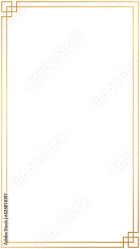 gold chinese line border vector png