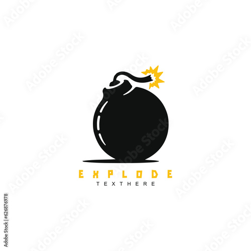 Silhouette fire bomb logo design. Explode bomb logo vector