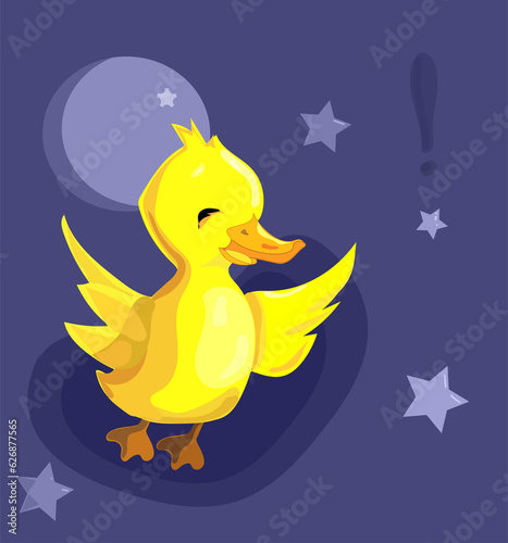 DUCK vector yellow happy duck  with stars for animation (ID: 626877565)