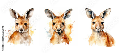 australia kangaroo watercolor ai generated