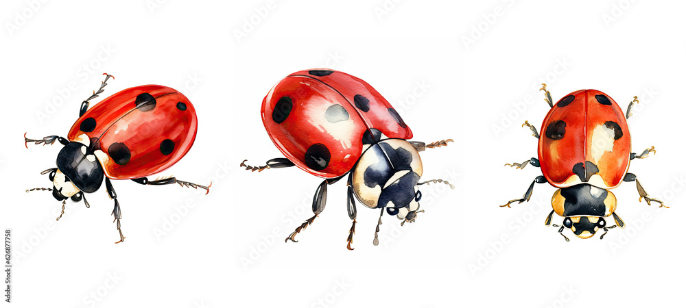 Fototapeta premium ladybird ladybug watercolor ai generated