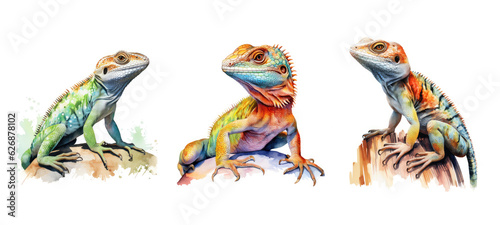 Fotografia animal lizard watercolor ai generated