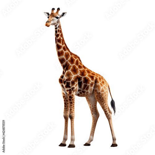 Giraffe isolated on white background, transparent cutout