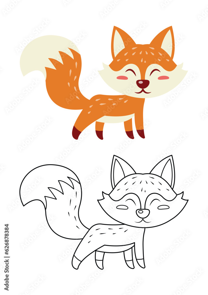 Fox cute vector illustration cartoon isolated on white background. Fox ...
