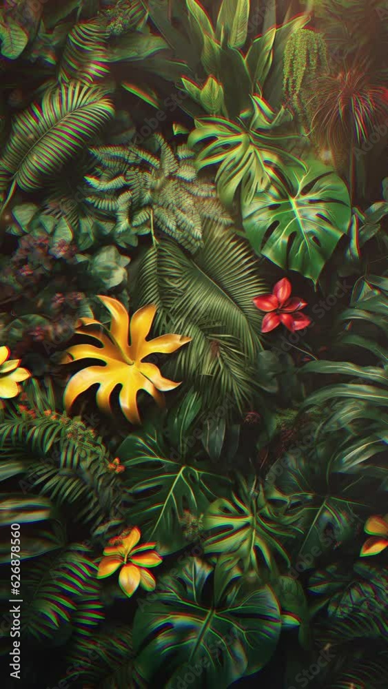 Beautiful tropical rainforest with cliffs and tree. Cartoon or anime watercolor painting illustration style. seamless virtual vertical video animation background. Beautiful tropical rainforest with cliffs and tree. Cartoon or anime watercolor painting illustration style. seamless virtual vertical video animation background.