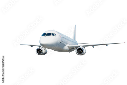 White passenger aircraft flying isolated