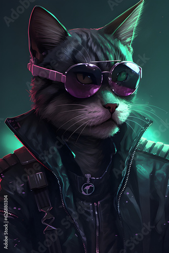 Gato futurista cyberpunk poster photo