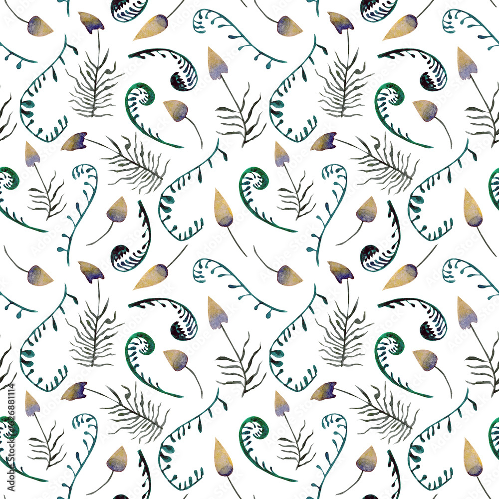 Obraz premium watercolor seamless patterns with nature of tundra