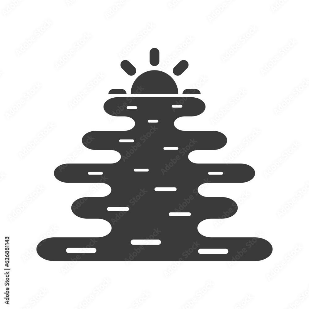 Sunset glyph icon isolated on white background.Vector illustration.