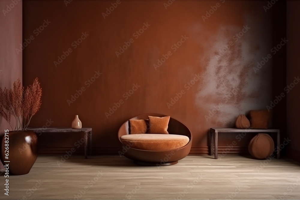 Interior decorated in chocolate colors. Generative AI