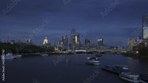 Day-to-night hyperlapse of the City of London from Waterloo Bridge 4K