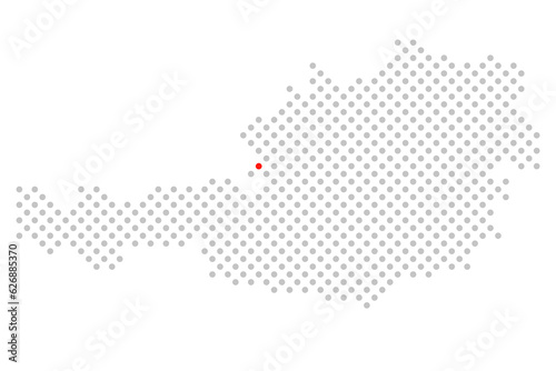 Salzburg in Österreich: Österreichkarte aus grauen Punkten mit roter Markierung photo