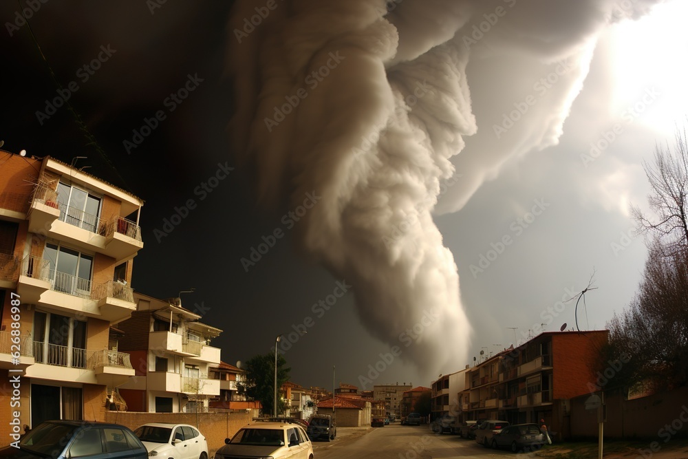 Dangerous tornado in Italy. Generative AI.