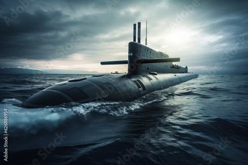 Submarine on Ocean Surface created with GenAI