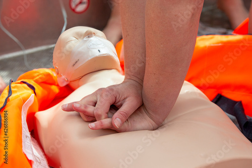 Practice with CPR, CPR course on the boat.