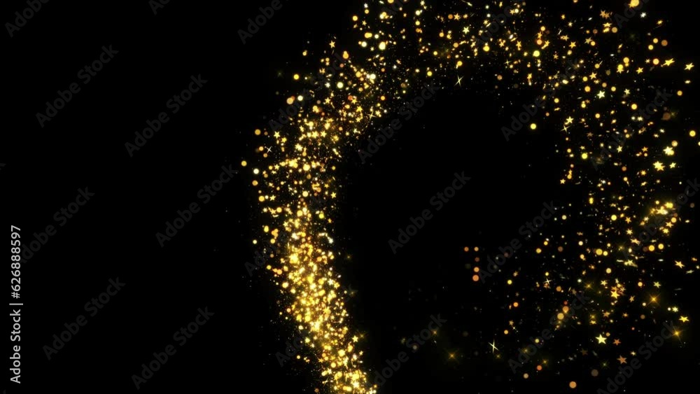 Flight of Golden Glitter Sparkling Magic energy light. Shining gold Dust particles bokeh trail sparkles black background. Birthday, Anniversary, new year, event, Christmas, Festival, Diwali. 2024 Flight of Golden Glitter Sparkling Magic energy light. Shining gold Dust particles bokeh trail sparkles black background. Birthday, Anniversary, new year, event, Christmas, Festival, Diwali. 2024