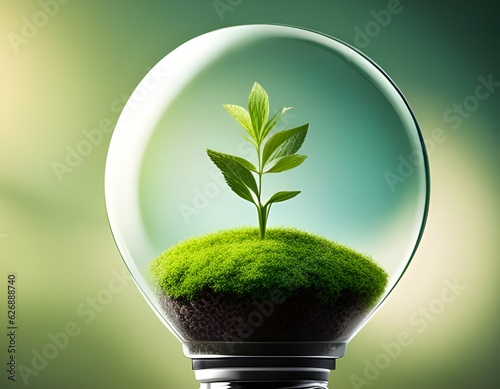 Plante verte dans une ampoule photo