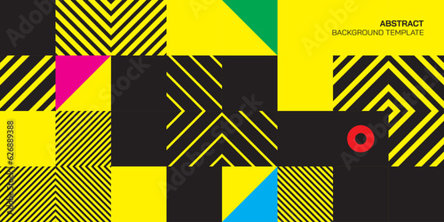 Abstract high contrast colors geometric mosaic pattern decorative ornament background vector illustration.