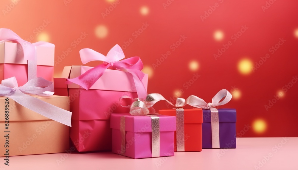 Gift boxes with ribbons, vibrant colours Gift boxes with ribbons, vibrant colours