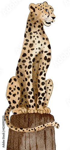 Wild animal, Leopard  watercolor painting