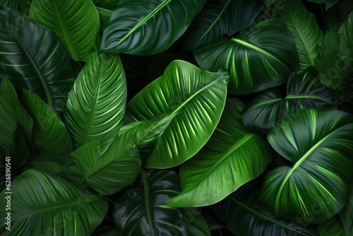 background leaf nature tree green forest colourful leaf tropical jungle palm green. Generative AI.