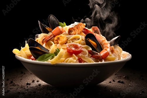 Delicious pasta with seafood. Italian cuisine