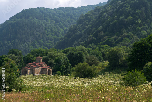 The Northern Zelenchuk Temple is an ancient Christian temple on the territory of the Nizhne—Arkhyz settlement in the valley of the Bolshoy Zelenchuk River, Nizhny Arkhyz, Karachay-Cherkessia, Russia photo