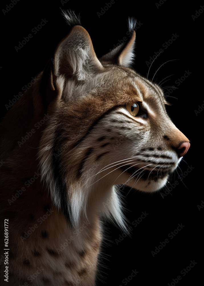 Fototapeta premium Lynx profile portrait - Generative AI
