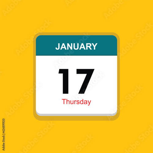 thursday 17 january icon with yellow background  calender icon