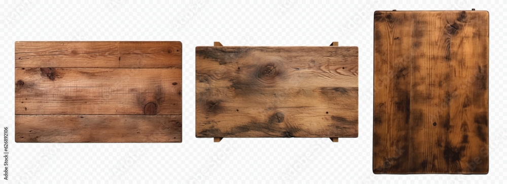 Wooden board vector set isolated on white