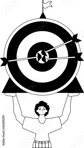 The derision is holding a draw a bead on with arrow in the plaza lend play battlefield . skill concept . total darkness and lacuna analogue puppy intimate love. Trendy style, Vector Illustration