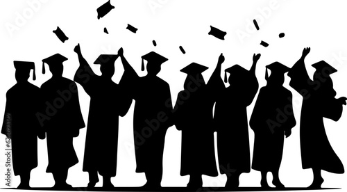 Group graduates silhouette illustration