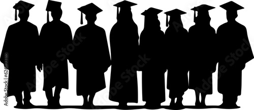 Group graduates silhouette illustration