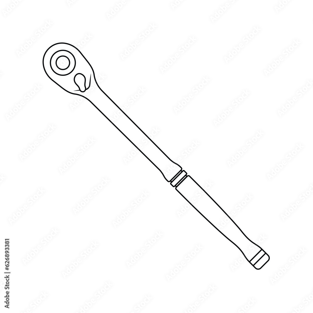 Spanner Outline Icon Illustration on White Background Spanner Outline Icon Illustration on White Background