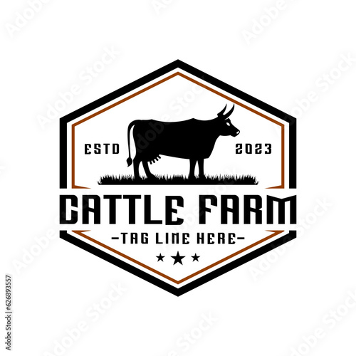 Cattle farm logo graphic design template vector illustration