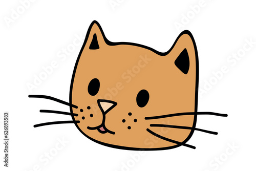 Hand drawn cat muzzle clipart. Cute pet face doodle