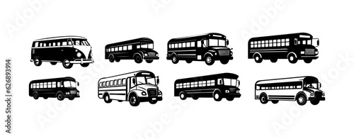 School bus silhouette isolated on white background. Vehicle transport bus sign vector illustration