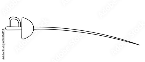 Sword. Sketch. Vector illustration. Melee weapons for hand-to-hand combat, inflicting and repelling blows and injections. Sharp equipment for fencing. Isolated background. Coloring book for children.  photo