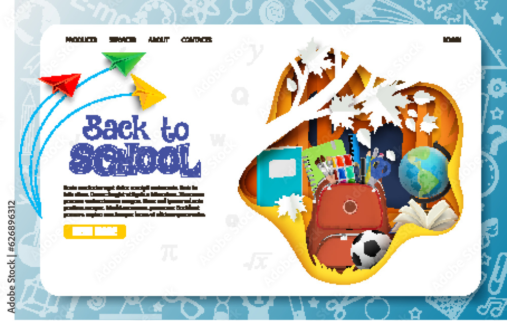 Back to school landing page design template for online education service