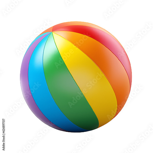 Round rubber colored bright baby ball toy isolated on white background. 